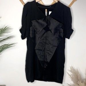 Line & Dot Black Satin Bow Front Dress size XS